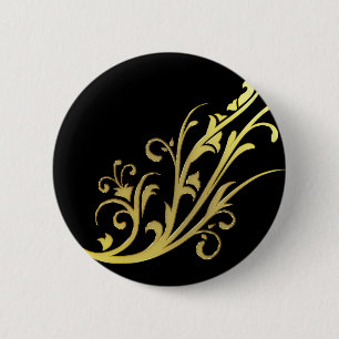 Badge Rond 5 Cm Fleur d'or fausse de luxe abstrait