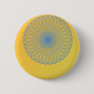 Badge Rond 5 Cm fleur en jaune 482 art abstrait