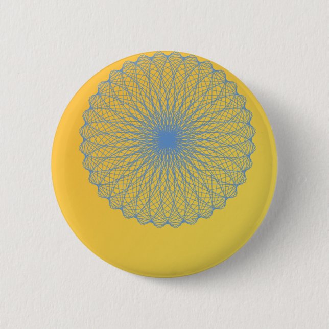 Badge Rond 5 Cm fleur en jaune 482 art abstrait (Devant)