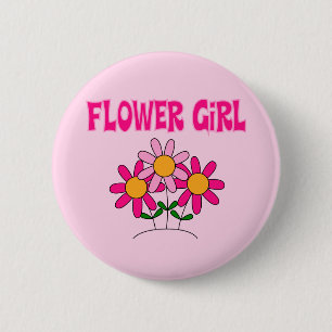 Badge Rond 5 Cm Fleur fille