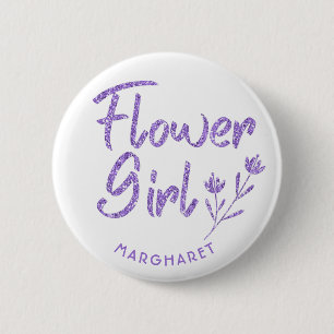 Badge Rond 5 Cm Fleur fille Fête des mariées pin violet