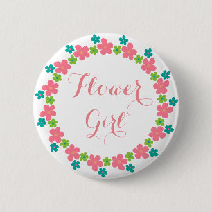 Badge Rond 5 Cm Fleur Fille Fleurs Mignonnes Calligraphie Mariage