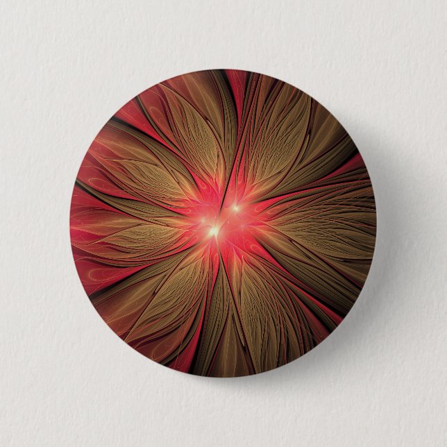 Badge Rond 5 Cm Fleur fractale de fansy rouge (Devant)