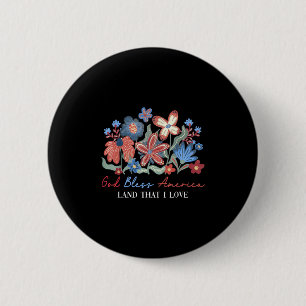Badge Rond 5 Cm Fleur God Bless America 4 juillet Fête de l'Indépe