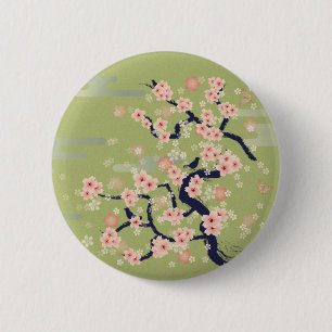 Badge Rond 5 Cm Fleur JAPONAISE