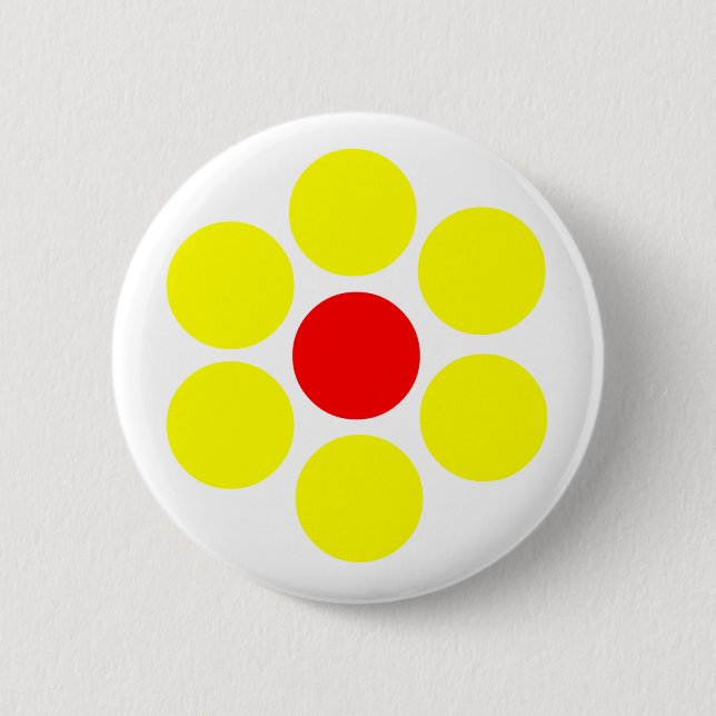 Badge Rond 5 Cm Fleur jaune rouge Simple Minimal (Devant)