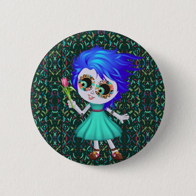 Badge Rond 5 Cm Fleur joyeuse (Devant)