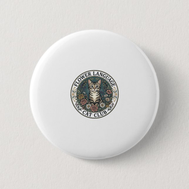Badge Rond 5 Cm Fleur Langage Chat Chat Graphique Tee Art - Fleur  (Devant)