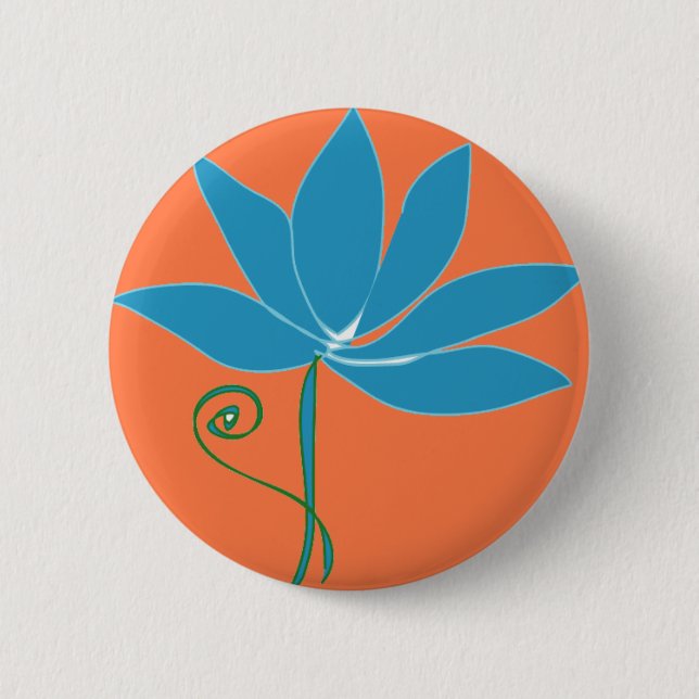Badge Rond 5 Cm Fleur - Lotus Bleu (Devant)