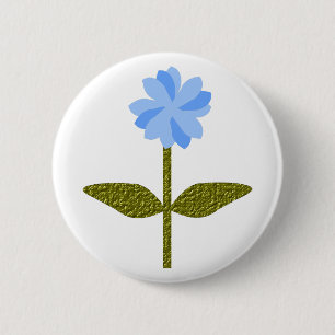 Badge Rond 5 Cm Fleur marguerite Bouton Bleu