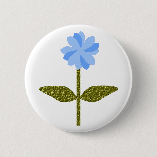 Badge Rond 5 Cm Fleur marguerite Bouton Bleu (Devant)