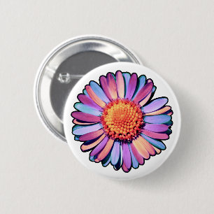Badge Rond 5 Cm Fleur mignonne violet rose bleu Boho Daisy Bisexua