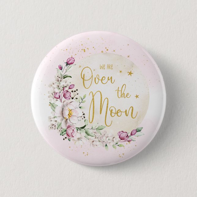 Badge Rond 5 Cm Fleur Over the Moon Rose (Devant)