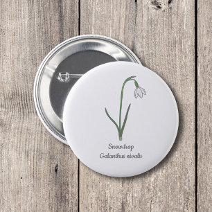 Badge Rond 5 Cm Fleur pastel botanique Snowdrop