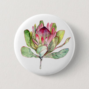 Badge Rond 5 Cm Fleur Protea