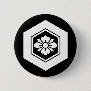 Badge Rond 5 Cm Fleur rhombique avec épées en enfer de tortue