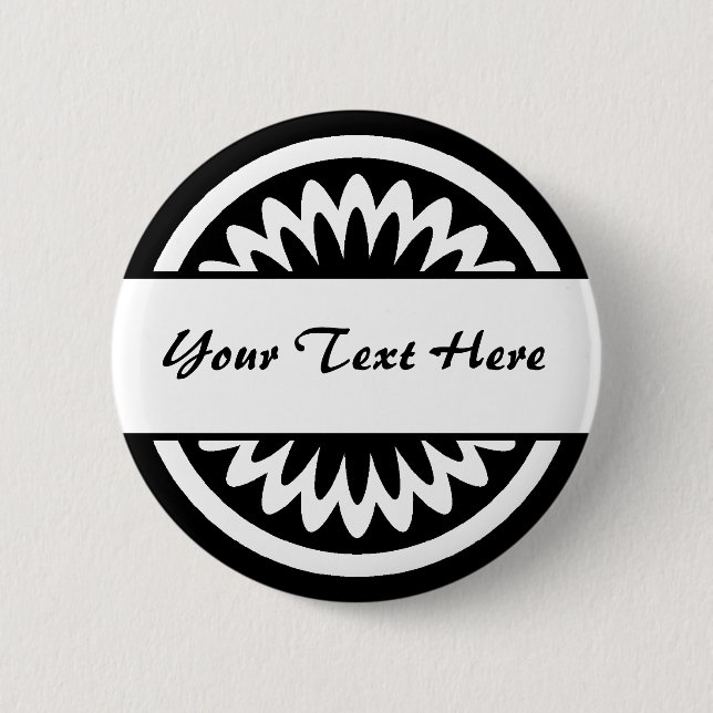 Badge Rond 5 Cm Fleur ronde - Noir (Devant)