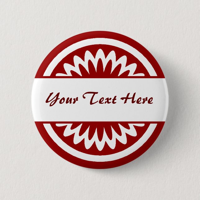 Badge Rond 5 Cm Fleur ronde - Rouge rubis (Devant)