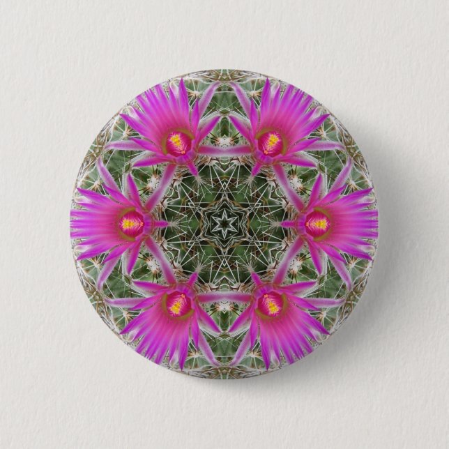 Badge Rond 5 Cm Fleur rose de cactus (Devant)