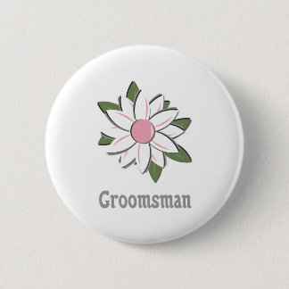 Badge Rond 5 Cm Fleur rose Groomsman
