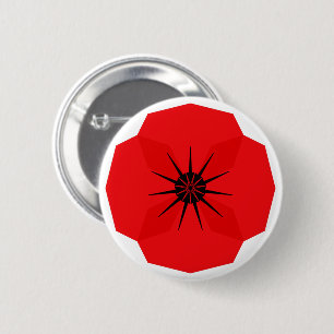 Badge Rond 5 Cm Fleur rouge croupie design