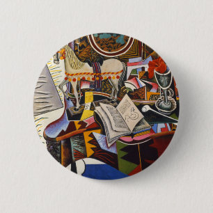 Badge Rond 5 Cm Fleur rouge de cornemuse par Joan Miro