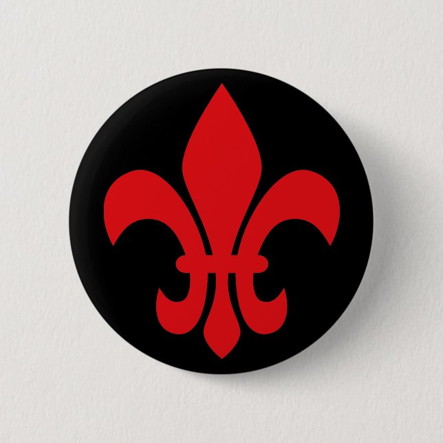 Badge Rond 5 Cm Fleur rouge de Lys (Devant)
