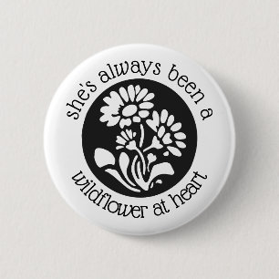 Badge Rond 5 Cm "Fleur sauvage au coeur" 2,25" bouton rond