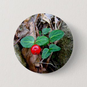 Badge Rond 5 Cm Fleur sauvage Berry Partridge