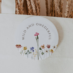 Badge Rond 5 Cm Fleur sauvage Coloré Sauvage Et Un Anniversaire In