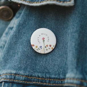 Badge Rond 5 Cm Fleur sauvage colorée Elle est un Anniversaire sau