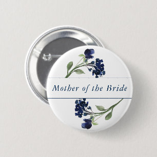 Badge Rond 5 Cm Fleur sauvage de Bohême   Blue Floral Wedding Part