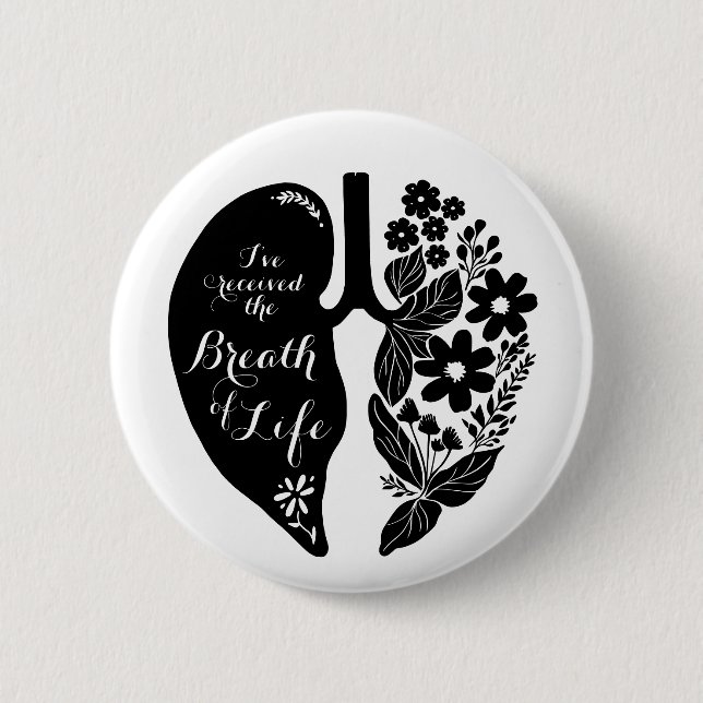 Badge Rond 5 Cm Fleur sauvage de transplantation pulmonaire Respir (Devant)