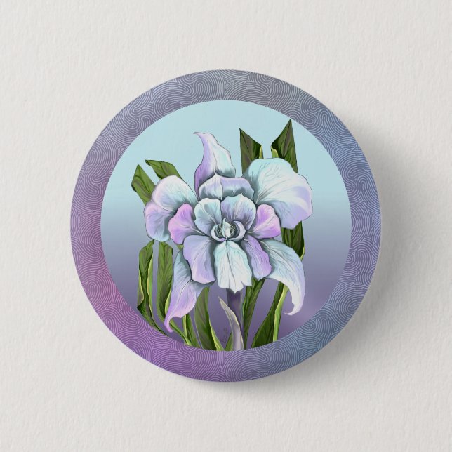 Badge Rond 5 Cm Fleur Smeraldo (Devant)
