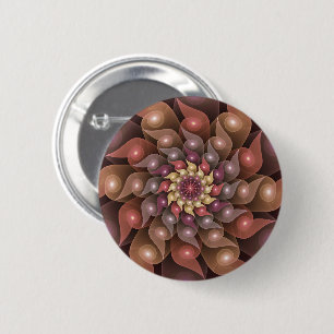 Badge Rond 5 Cm Fleur surréaliste brillante Art fractal abstrait m