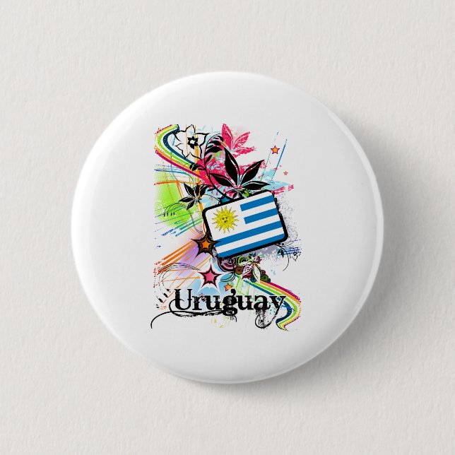 Badge Rond 5 Cm Fleur Uruguay (Devant)