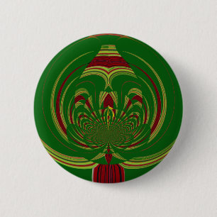 Badge Rond 5 Cm Fleur Vert