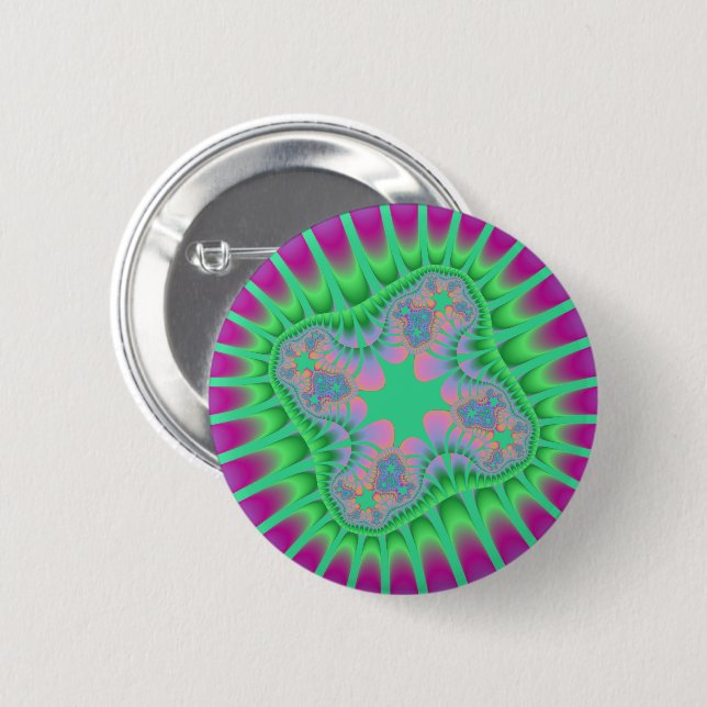 Badge Rond 5 Cm Fleur verte de Clover (Devant & derrière)