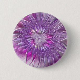 Badge Rond 5 Cm Fleur violette rose Passion Abstrait Art fractal