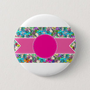 Badge Rond 5 Cm fleurit nuptiale élégant chic coloré de vignes