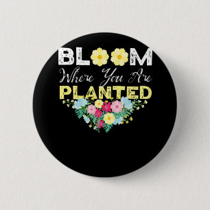 Badge Rond 5 Cm Fleuron Fleuri Où L'On Plante Bouquet