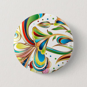 Badge Rond 5 Cm Fleurs à flammes magnifiques