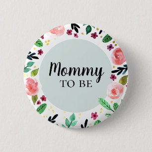 Badge Rond 5 Cm Fleurs à la mode, maman florale à Baby shower