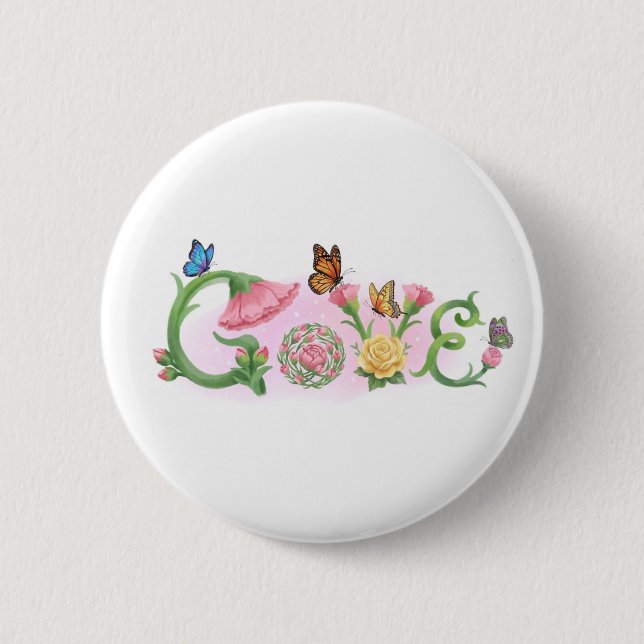 Badge Rond 5 Cm Fleurs Amour  (Devant)