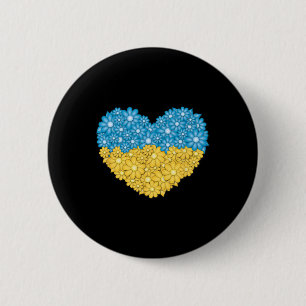 Badge Rond 5 Cm Fleurs Amour Drapeau Ukrainien