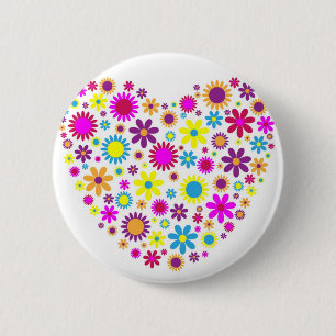 Badge Rond 5 Cm Fleurs Bienheureuses
