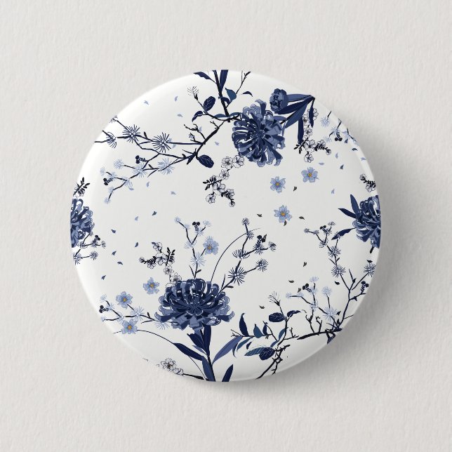 Badge Rond 5 Cm Fleurs bleues (Devant)