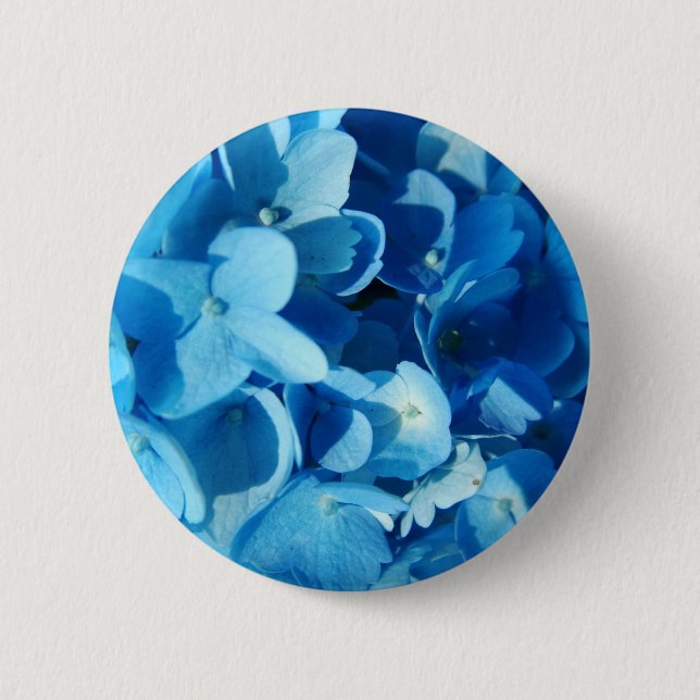 Badge Rond 5 Cm Fleurs bleues, hydrangea (Devant)
