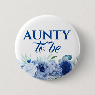 Badge Rond 5 Cm Fleurs bleues mignonnes à être Baby shower