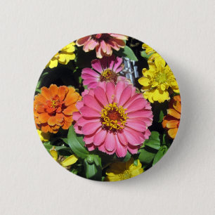 Badge Rond 5 Cm Fleurs colorées
